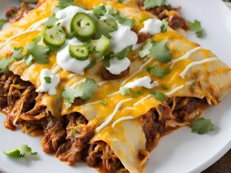 Delicious Shredded Beef Enchiladas: A Satisfying Mexican Classic - NewsBreak Shredded Beef Enchilada Recipe, Beef Enchiladas Casserole, Creamy Chicken Spaghetti Recipe, Beef Lentil Soup, Cheese Enchilada Casserole, Classic Egg Salad Sandwich, Shredded Beef Enchiladas, Cheese Quesadilla Recipe, Enchilada Ingredients