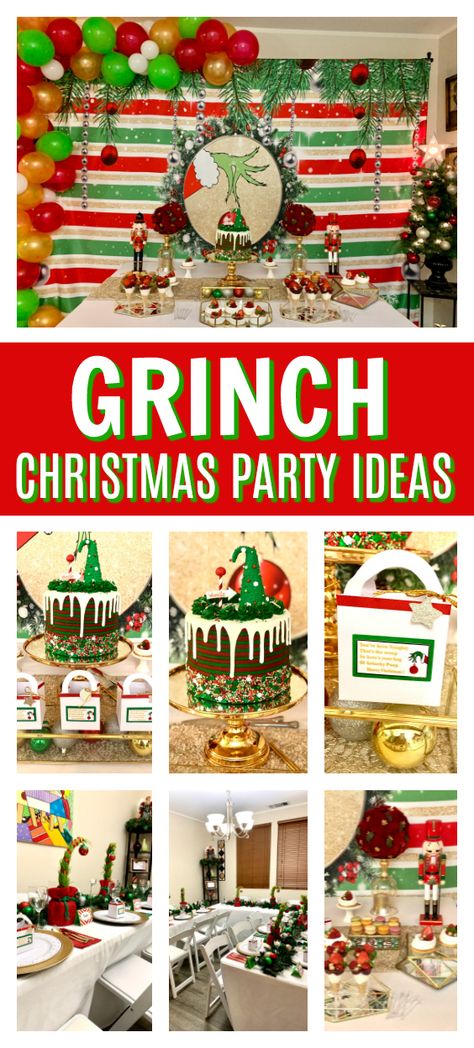 Grinch Themed Christmas Party on Pretty My Party Grinch Themed Sleepover, Grinch Sleepover, Christmas Sleepover, Grinch Movie, Grinch Decorations, Grinch Christmas Party, Whoville Christmas, The Grinch Christmas, Grinch Party