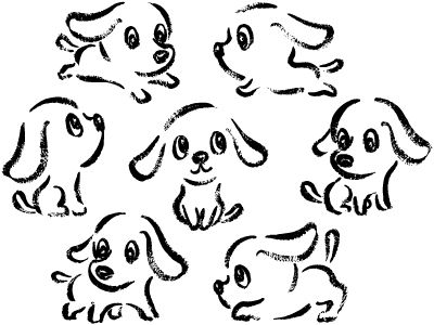 Seven Poses Of Dog by Toru Sanogawa Dog Face Expressions Drawing, Dog Paw Drawing, Poodle Drawing, Dog Design Art, Cute Dog Drawing, Nursery Illustration, 동화 삽화, Puppy Drawing, Dog Poses