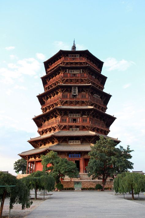 Liao Dynasty, Chinese Buildings, Pagoda Temple, Chinese Pagoda, Chinese Temple, Wooden Architecture, Ancient Greek Architecture, Asian Architecture, Architecture Sketchbook