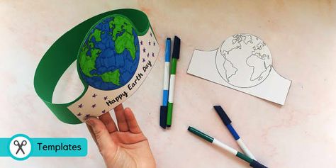 Earth Day Crown, Earth Day Craft, Ocean Theme Crafts, Festival Planning, Crown Template, Math Apps, World Earth Day, Earth Day Crafts, Crown Crafts