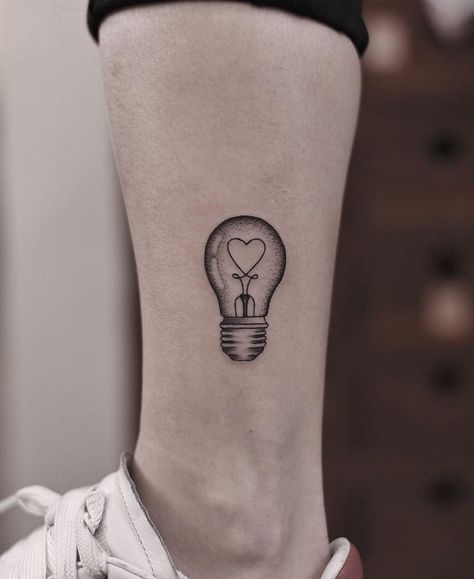 Tattoos For Women Cat, Zebra Tattoos, Teacher Tattoos, Lightbulb Tattoo, Lamp Tattoo, Tato Minimal, Light Tattoo, Sharpie Tattoos, Small Pretty Tattoos