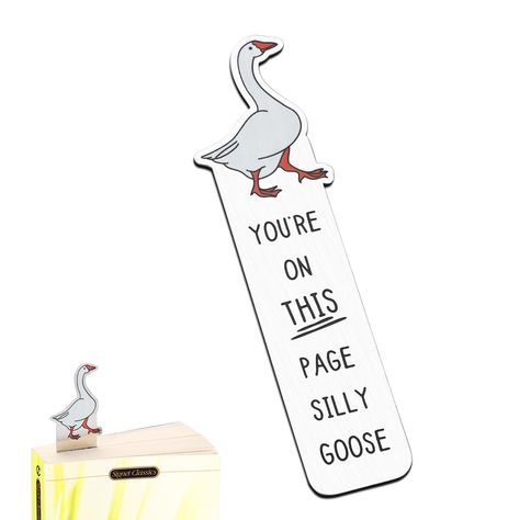 PRICES MAY VARY. 【Fun & Functional Bookmark】Make reading more fun, make every reading an expectation. Cute goose design and engraved with humorous words" You're on this page, silly goose." This cute book marker is perfect for female book lovers and teen bookish, it enhances the reading experience. Cute silly goose will accompany you on countless reading journeys, becoming a reliable companion. Cute book marks for reading women kids and funny gifts for readers book lovers women, bookish girls, bo Cute Book Accessories, Trending Bookmarks, Bookish Keychain, Bookish Room Decor, Cricut Bookmarks, Funny Bookmarks, Reading Teacher Gifts, Goose Design, Gifts For Writers