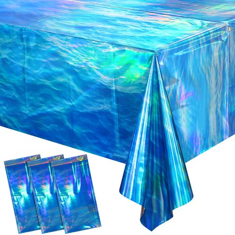 PRICES MAY VARY. Package Include: you will get 3 pieces of plastic ocean waves tablecloths in iridescent blue,shimmery metallic look,shows different color effects under different light,will bring you a wonderful experience,it’s great for surf, pool ,sea and ocean themed party decorations. Durable Material:these plastic blue tablecloths is made of high quality plastic material,it’s waterproof, sturdy, dirt resistant and has a smooth surface,not easy to damage and can keep stains away,easy to clea Ocean Theme Party Decorations, Ocean Party Decorations, Blue Table Cloth, Plastic Ocean, Surf Pool, Ocean Table, Ocean Pool, Surf Party, Ocean Theme Party