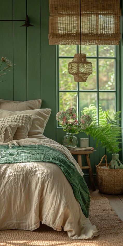 #interior #interiordesign #design #homedecor #home #architecture #decor #furniture #homedesign #interiors #art #decoration #interiordesigner #interiordecor #luxury #interiorstyling #inspiration #r #homesweethome #livingroom #designer #interi #handmade #style #architect #furnituredesign #vintage #instagood #house #love Jade Green Bedroom, Modern Bedroom Green, Cozy Natural Bedroom, Modern Natural Bedroom, Natural Wood Bedroom Ideas, Natural Modern Bedroom, Natural Bed Frame, Natural Bedroom Ideas, Natural Bed Linen