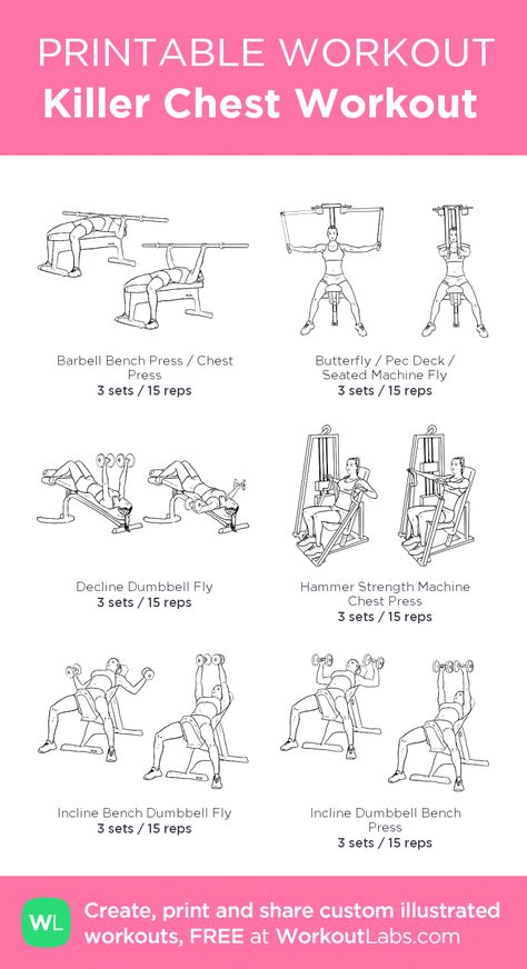 Gym Excersise, Killer Chest Workout, Chest Day Workout, Chest And Back Workout, Chest And Tricep Workout, Chest Workout Women, Workout Labs, Fitness Studio Training, Printable Workout