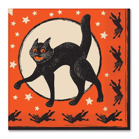 Beistle Halloween, Halloween Lunch, Vintage Halloween Party, Halloween Party Table, Table Halloween, Halloween Plates, Halloween Napkins, Chat Halloween, Halloween Retro