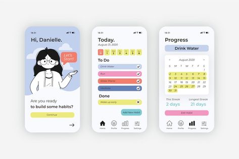 Habit App Design, Habit Tracking App, Task App, Goal App, Todo App, Habit App, Habit Tracker App, Goals And Habits, App Branding