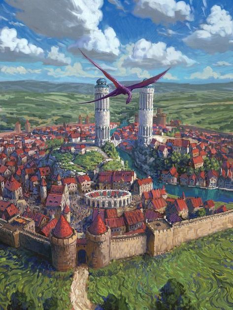 Vila Medieval, Fantasy City Map, Fantasy Village, Fantasy Town, Fantasy World Map, Rpg Map, Location Inspiration, Landscape Concept, Cityscape Art