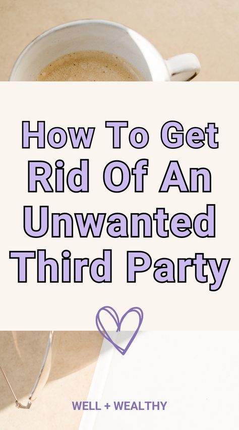 When someone tries to come between your relationship, its tough. But what if there was a way to get rid of this third wheel? What if you could disolve all of the negative energy they emit and channel it into positivity? Positive affirmations for a growth mindset can help with this! Continue reading to discover 35 powerful affirmations for getting rid of a third party, plus 3 ways to get rid of them once and for all! Here are 35 powerful affirmations to get rid of a third party: Spell To Remove Third Party, Third Party Removal Affirmations, Third Party Relationship, Quick Meditation, Powerful Affirmations, Switch Words, Third Wheel, Limiting Beliefs, Career Development