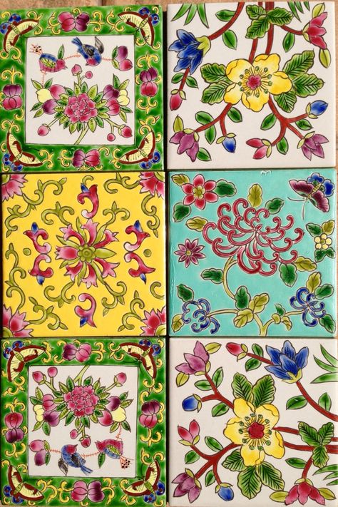 Sejarah Asia, Colorful Tiles, China Art, Chinese Patterns, Decoupage Paper, Tile Art, Tile Patterns, Tile Design, Chinese Art