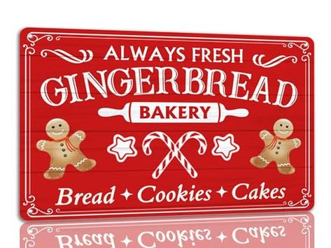 Gingerbread Bakery, Bakery Sign, Cafe Wall Art, Christmas Metal, Retro Santa, Cafe Art, Cafe Wall, Home Cafe, Cafe Shop