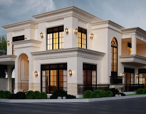 10 Marla Exterior on Behance Neoclassical Exterior Design, Neoclassical Homes Exterior, Classical House Exterior, Neoclassical House Exterior, Modern Classic House Design Exterior, Living Room Classic Design, Neoclassic Exterior, Classic House Design Exterior, Modern Classic House Exterior