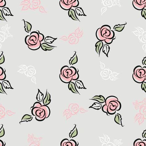 Aesthetic Seamless Pattern, Simple Rose Pattern, Rose Print Pattern, Simple Floral Pattern, Rose Pattern Design, Lion Canvas Painting, Floral Prints Fashion, Simple Flower Design, Rose Illustration