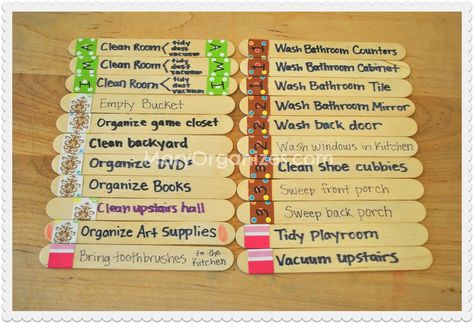 Kids Job Chart, Chore Jar, Kid Chores, Chore Sticks, Kids Charts, Chore Organization, Chore Ideas, Chores Chart, Organize Kids