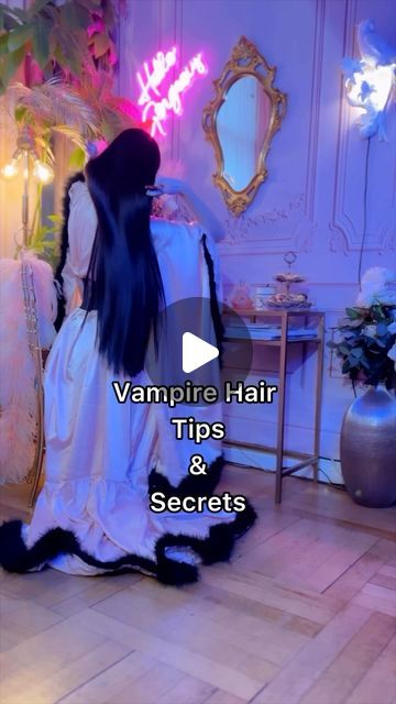 Vampire Barbie 🩸 on Instagram: "Some hair tips 🖤🫶
.
.
#longhair #healthyhair #gothic #vampire #altgirl #silkyhair" Long Vampire Hair, Vampire Hair Styles, Vampire Hairstyles, Vampire Hair, Vampire Barbie, Gothic Vampire, Alt Girl, Silky Hair, Hair Tips