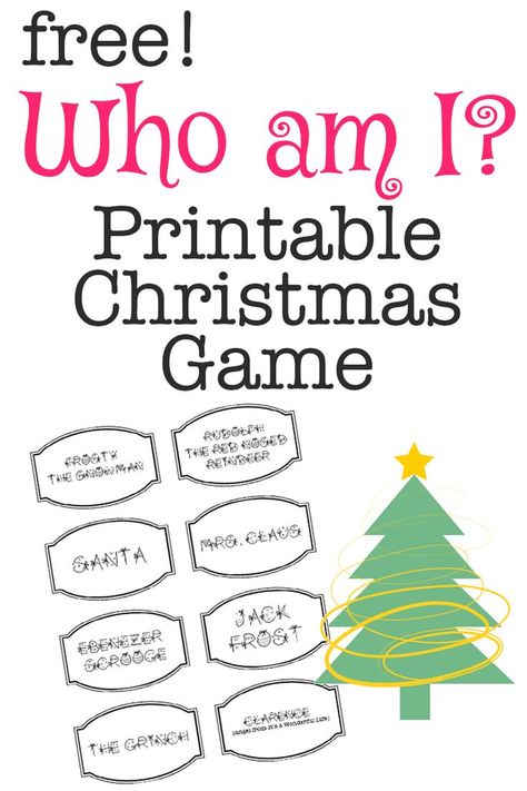 Get this fun, Free Printable Christmas Game: Who am i? Includes all the popular Christmas Characters plus a blank sheet to add your own.