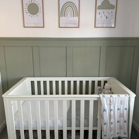 Half Wall Wainscoting Nursery, Half Panelled Walls Nursery, Nursery Wainscoting Ideas, Panelled Walls Nursery, Panelled Nursery, Nursery Panelling, Panelled Walls, Toddler Boy Room Decor, Toddler Boys Room