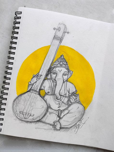 Ganesha painting Ganesh Sketch Pencil, Ganpati Bappa Drawing Sketch, Ganpati Drawing Ganesha Painting, Ganesha Henna, Navaratri Drawings, Ganesha Art Sketch, Ganpati Bappa Sketch, Ganpati Bappa Painting, Ganesh Sketch