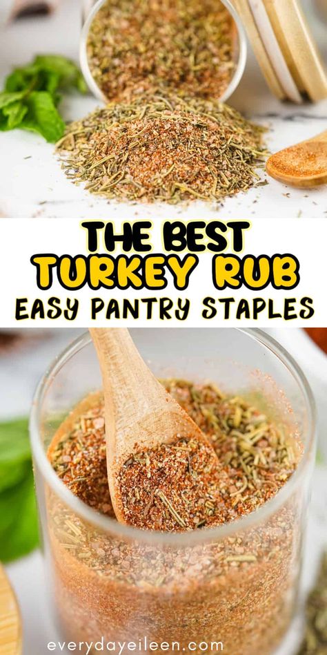 Best Seasonings For Turkey, Best Rub For Turkey, Turkey Spice Rub Recipes, Easy Turkey Dry Rub, Best Turkey Dry Rub, Best Spices For Turkey, What Seasonings To Put On A Turkey, Best Butter Rub For Turkey, Herb Butter Turkey Rub