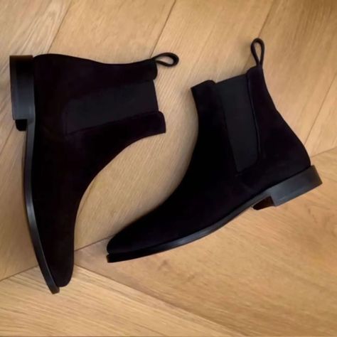 🥵 Leather Black Dress, Black Dress Boots, Chelsea Boots For Men, Black Leather Cowboy Boots, Boots Outfit Men, Star Boots, Men Stylish Dress, Chelsea Boots Men, Fashion Suits For Men