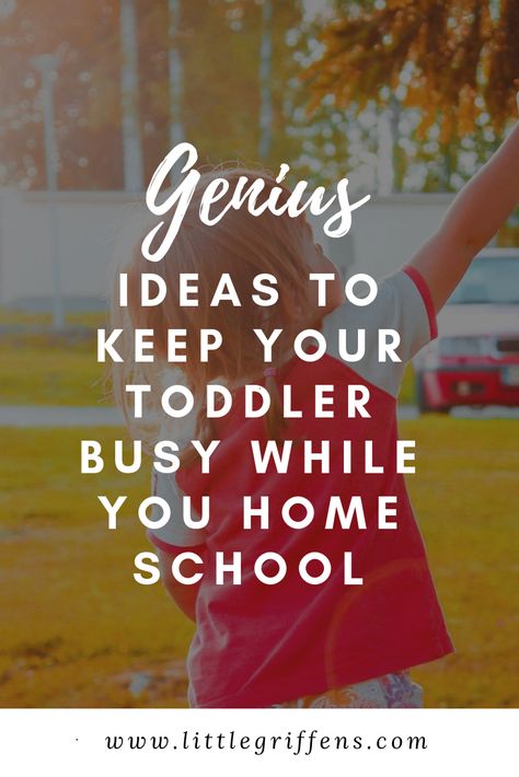 Want to know how you can keep your toddler busy while you homeschool? Read here to find out how! #momhacks #toddleractivities #homeschoolingideasfortoddlers Sonlight Homeschool, Baby Guide, Homeschool Lessons, Simple Activities, Genius Ideas, Homeschool Lesson, Love Plus, Teaching Children, Busy Bags