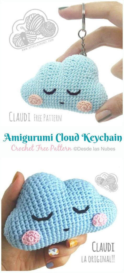 Amigurumi Cloud Keychain Crochet Free Pattern - #Keychain #Crochet Free Patterns Keychain Crochet Free, Keychain Crochet Free Pattern, Amigurumi Cloud, Cloud Keychain, Cloud Crochet, Knitting Amigurumi, Keychain Crochet, Confection Au Crochet, Easy Knitting Projects