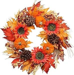 Fall Decorations. Artificial Autumn Pumpkin Pinecone Wreath #ad Fall Wreaths For Front Door, Front Door Farmhouse, Decor For Halloween, Fall Wreath For Front Door, Door Farmhouse, Plastic Pumpkins, Indoor Window, Door Wreaths Fall, Pinecone Wreath