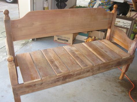 Bed Into Bench, Diy Headboard Bench, Headboard Bench, Diy Headboard, Wooden Bench, Bed Frame, Bench, Outdoor Furniture, Bed