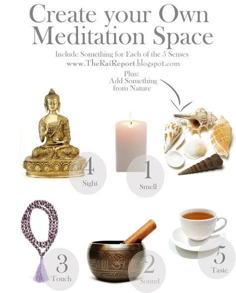 I like this simple and strait forward idea of how to create a small meditation space in your home. Love the idea of touching on all five senses. Samana, Meditation Corner, Meditation Rooms, Zen Room, Zen Space, Yoga Space, Zen Meditation, Qi Gong, Meditation Space