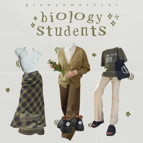 Biology Major Aesthetic Outfits, History Major Aesthetic, Plant Mom Aesthetic Outfit, Plant Mom Outfit, Major Aesthetic, Art History Major, Biology Major, History Major, College Majors