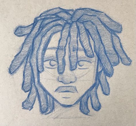 Reference Sketches Face, Guy With Locs Drawing, Dreadlock Drawing Tutorial, Dreads Drawing References Male, Dread Drawings Reference, Dreads Sketch Male, How To Draw Locks Of Hair, Drawing Dreads Male, How To Draw Dreads Male