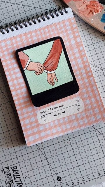 Mini Diary Painting, Two Friends Aesthetic Drawing, Drawings To Give To Your Best Friend, Spotify Cover Drawing, Cute Drawing For Best Friend, A5 Painting Ideas, Song Inspired Drawings, Best Friend Trends, Drawing For Best Friend