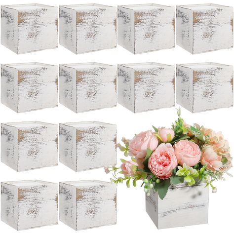 PRICES MAY VARY. Convenient Package: you will receive 12 pieces of wood boxes for centerpieces and 12 pieces of removable foam blocks liners, which can meet your needs for DIY projects, centerpiece display and farmhouse decorations, decorating your room Proper Size to Use: the wooden planter boxes measure about 4 x 4 x 4 inches/ 10.2 x 10.2 x 10.2 cm, and 0.47 inches in thickness, and the craft foam block is about 3.5 x 3.5 x 2 inches; It can easily be put on the table, windowsill, shelf and cou Wood Flower Box, Windowsill Shelf, Wooden Flower Boxes, Centerpiece Craft, Farmhouse Decorations, Wooden Planter Boxes, Wooden Planter, Wood Planter Box, Craft Foam