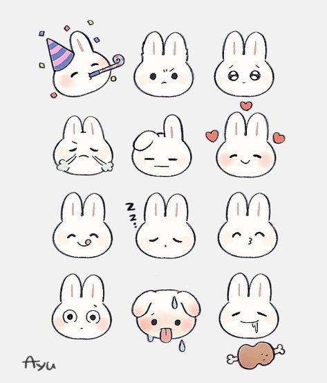 Cute Easy Doodles, Perfectly Timed Photos, Bunny Art, Easy Doodles Drawings, Cute Kawaii Drawings, Cute Doodle Art, Learn Art, Kawaii Stickers, Cute Easy Drawings