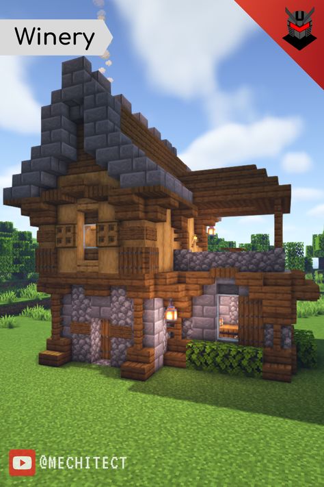 Minecraft House Medieval Survival, Medieval Minecraft House Ideas, Mincraft Idea Houses Midevil, House Ideas Minecraft Survival, Winery Minecraft Build, Small Midevil Minecraft Houses, Midevil Buildings Minecraft, Minecraft Building Ideas Medieval House, Medevial Minecraft House