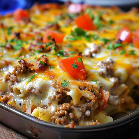 Cattle Drive Casserole Southern Living, Chili Noodle Casserole, Cheesy Cattle Drive Casserole, Southwestern Casserole Ground Beef, Southwest Hamburger Casserole, Country Casserole Recipes, Quick Ground Beef Casseroles, South Western Casserole, Hungry Man Casserole