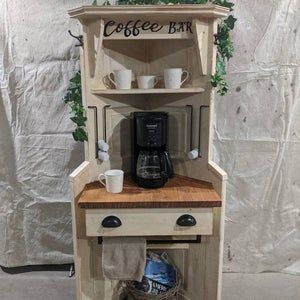 Upcycling, Corner Coffee Station, Corner Wine Bar, Corner Coffee Bar, Coffee Shelf, Coffee Cabinet, Corner Coffee, Recycled Door, Coffee Bar Station