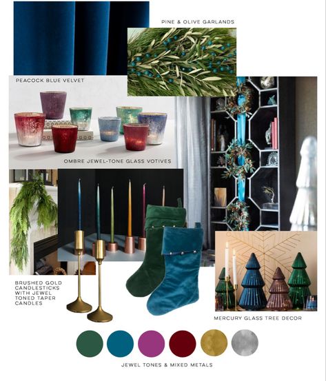 Thanksgiving Table Settings Jewel Tone, Jewel Color Christmas Decor, Christmas Jewel Tones Decorating Ideas, Jewel Tone Christmas Tablescape, Jewel Tone Holiday Decor, Jewel Tone Christmas Color Palette, Jewel Tone Fall Home Decor, Jewel Tone Wreath, Jewel Tone Christmas Decorations