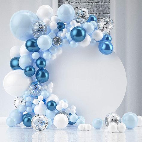 White Party Decorations, White Confetti, Silver Balloon, Shower Bebe, Balloon Flowers, Arch Kit, White Balloons, Blue Balloons, Theme Party Decorations