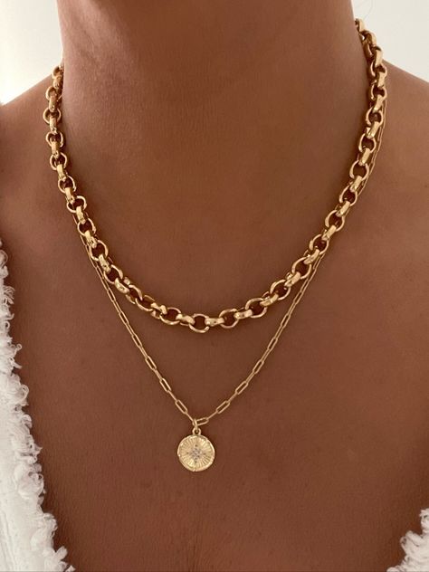 18k Gold Filled Rolo Chain, Rolo Chain Necklace, Gold Filled Necklace, Circle Link Chain, 18K Gold Chain Necklace, Gift for Her, Birthday - Etsy Multi Necklace Chains, Jewellery Necklace Design, Necklace Luxury, Everyday Gold Plated Chain Link Necklace, Golden Necklace Jewellery, Trendy Gold Plated Chain Link Necklace, Gold Layered Chain Link Necklace, Rolo Chain Necklace, Gold Rolo Chain Necklace