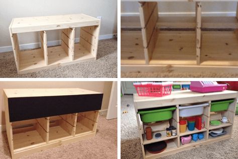 Toy Grocery Store Diy, Diy Play Stand, Diy Play Store, Diy Pretend Play Furniture, Diy Market Stand Kids, Diy Dramatic Play Stand, Kids Fruit Stand, Diy Kids Grocery Store, Diy Grocery Store For Kids