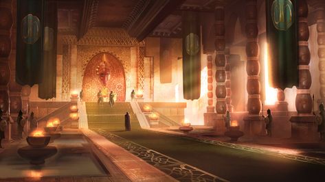 Japanese Throne Room, Throne Room Fantasy Art, Room Fantasy Art, Arabian Palace, Interior Concept Art, Fantasy Rooms, Fantasy Concept, Castles Interior, Substance Designer