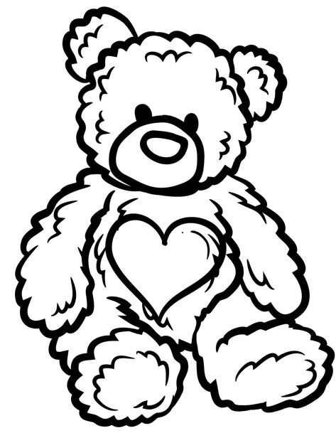 Teddy bear with heart coloring page a4 printable valentine days Black And White Outline Art, Heart Coloring Page, Teddy Bear Coloring Pages, Teddy Bear With Heart, Bear With Heart, Hello Kitty Colouring Pages, Valentine Days, Valentines Day Coloring Page, Heart Coloring Pages