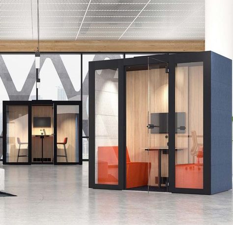 silent-room-pod_11 Coworking Space Design, Office Pods, Office Space Design, Office Solutions, Green Door, Open Office, Workspace Design, Space Planning, Indoor Air Quality