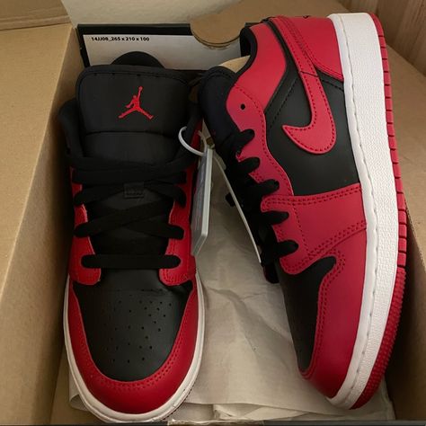 New In Box, Authenticated Thru Stadium Goods Want To Keep Them But They're Small On Me. I Wear A Size 7 My Two Personalities Shoes, Air Jordan 1 Low Chicago, Matching Shoes For Couples, Jordan 1 Low Chicago, Red And Black Shoes, Nike Shoes Air, Pretty Sneakers, Nike Air Jordan Shoes, Custom Painted Shoes