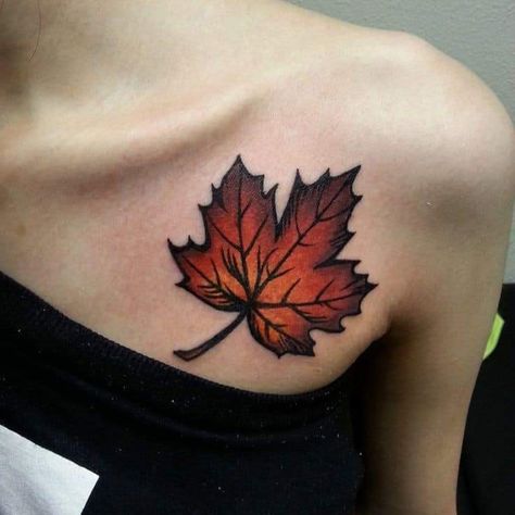 Leaf Tattoo Ideas, Maple Leaf Tattoos, Fall Leaves Tattoo, Canadian Tattoo, Pumpkin Tattoo, Autumn Tattoo, Leaf Tattoo, Creepy Tattoos, Octopus Tattoo