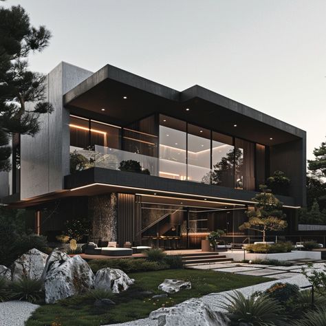 #cadcowcool . . . #modernarchitecture #torontoarchitecture #torontointerior #vanvouverinterior Contemporary Industrial Architecture, Modern Mansion Aesthetic, Modern Black Aesthetic House, House Black And White, Black Marble Interior Design, Dark Modern Mansion, Black Marble House, Black Marble House Interior Design, New Home Aesthetic