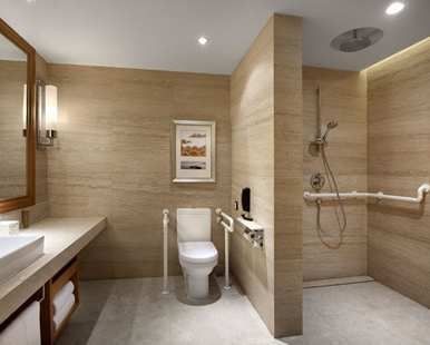 Shower Curbless, Senior Bathroom Design, Accessible Toilet, Accessible House, Accessible Bathroom Design, Disabled Bathroom, Ada Bathroom, Linear Drain, Bathroom Design Layout