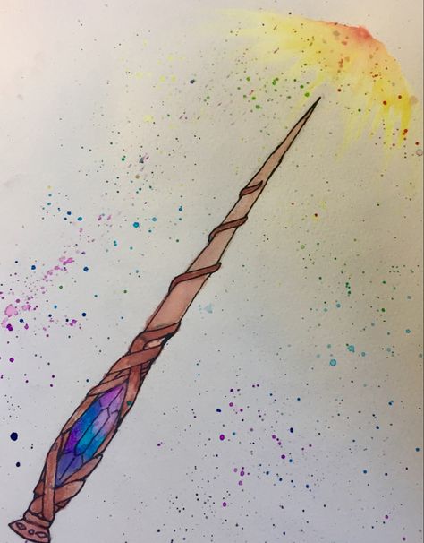 Wand Art Drawing, Wand Illustrations, Harry Potter Wand Drawing, Wand Drawings, Magic Wand Art, Custom Tarot Cards, Wand Ideas, Meaningful Symbol Tattoos, Wand Tattoo